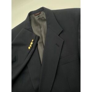 Hart Schaffner Marx Blazer Jacket Men's 42L Wool Navy Blue Sport Gold Buttons
